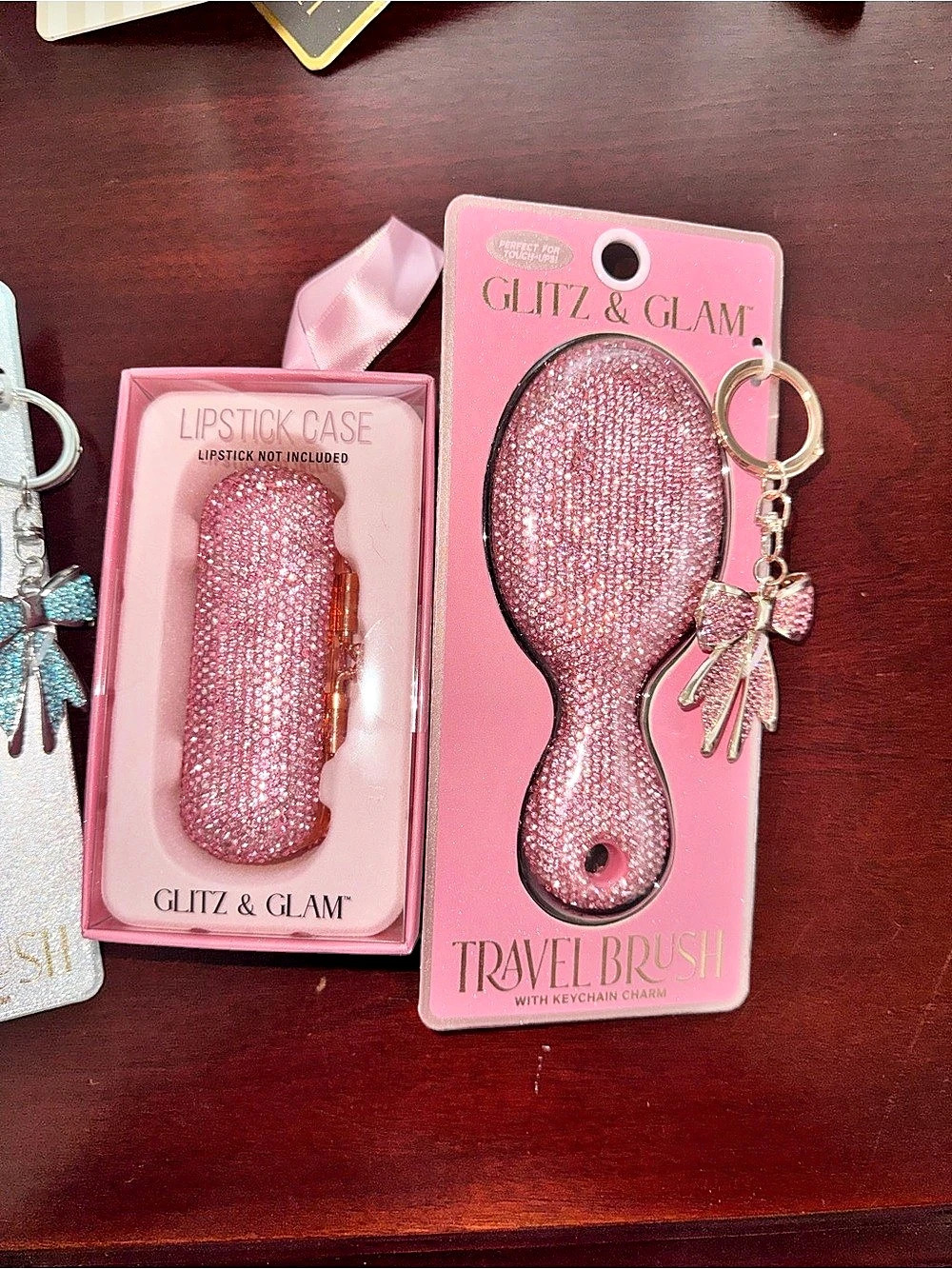 Glitz & Glam Travel Brush and Lipstick Case Set Pink